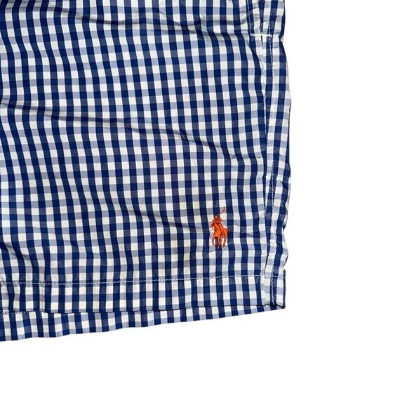Polo Ralph Lauren Mens Large Gingham Check 5in Swim Trunk Shorts Blue/White - Picture 3 of 7
